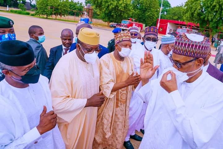 Osinbajo, Fayemi, others welcoming PMB at his son's wedding